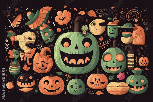 Happy Halloween banner template with halloween pumpkin.