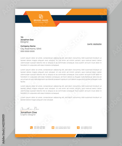 Modern Creative & Clean business style letterhead. Modern and minimalist Company business
letterhead template. Clean and professional corporate company business letterhead design. Letterhead design.