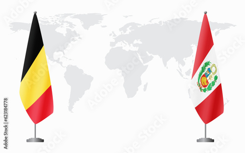 Belgium and Peru flags for official meeting