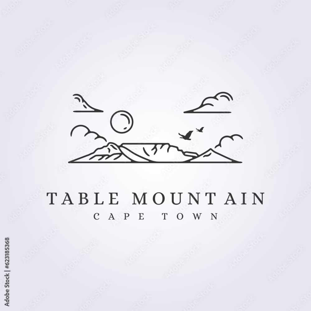 Fototapeta premium table mountain cape town logo vector illustration design