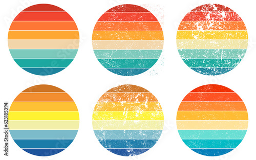 Old sunset vintage design on white background. Old sunset vintage set png.