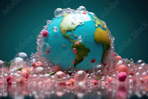 Microplastics pose a significant threat to ocean health, requiring conservation efforts. Generative AI illustration.