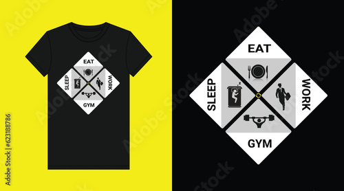 Gym t shirt design, Sleep Eat Work Gym Repeat t shirt design ready for print
