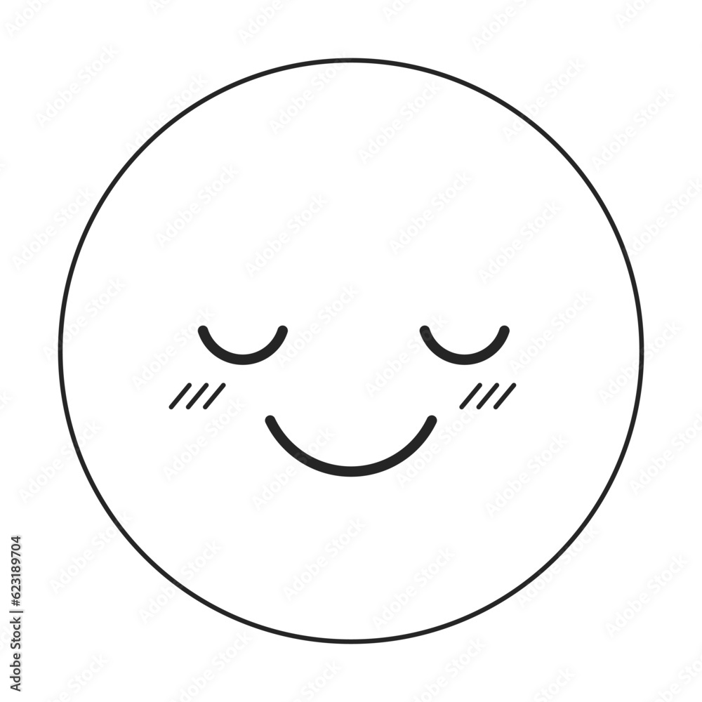 Feeling delighted emoji flat monochrome isolated vector icon. Good mood. Customer satisfaction. Editable black and white line art drawing. Simple outline spot illustration for web graphic design Feeling delighted emoji flat monochrome isolated vector icon. Good mood. Customer satisfaction. Editable black and white line art drawing. Simple outline spot illustration for web graphic design