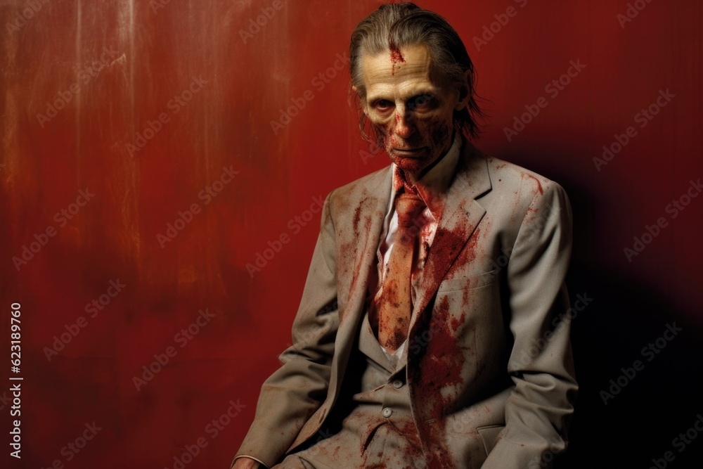 Fototapeta premium Horrifying Zombie with Blood Details generative AI
