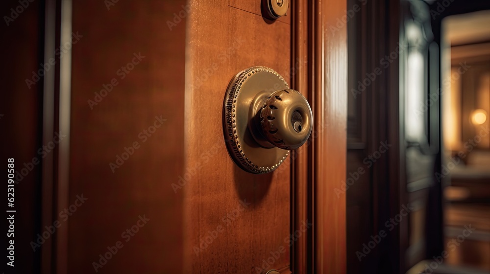Obraz premium Antique door handle with an unusual design, with which we can travel back a century in time. Generative AI Technology 