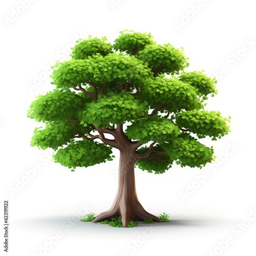 3D Cartoon Tree Isolated on White Background with Clipping Path  Full Depth of Field  and Focus Stacking Generative AI