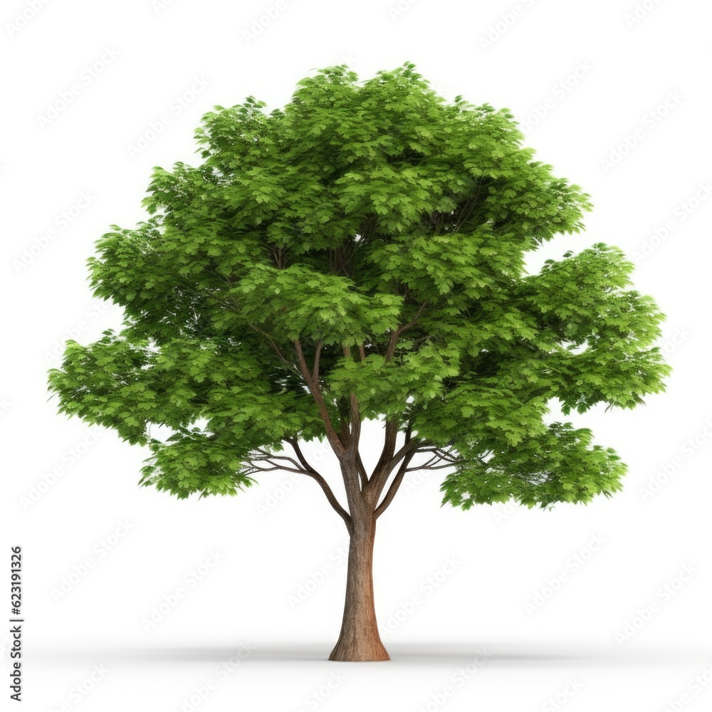Obraz premium 3D Cartoon Tree Isolated on White Background with Clipping Path, Full Depth of Field, and Focus Stacking Generative AI