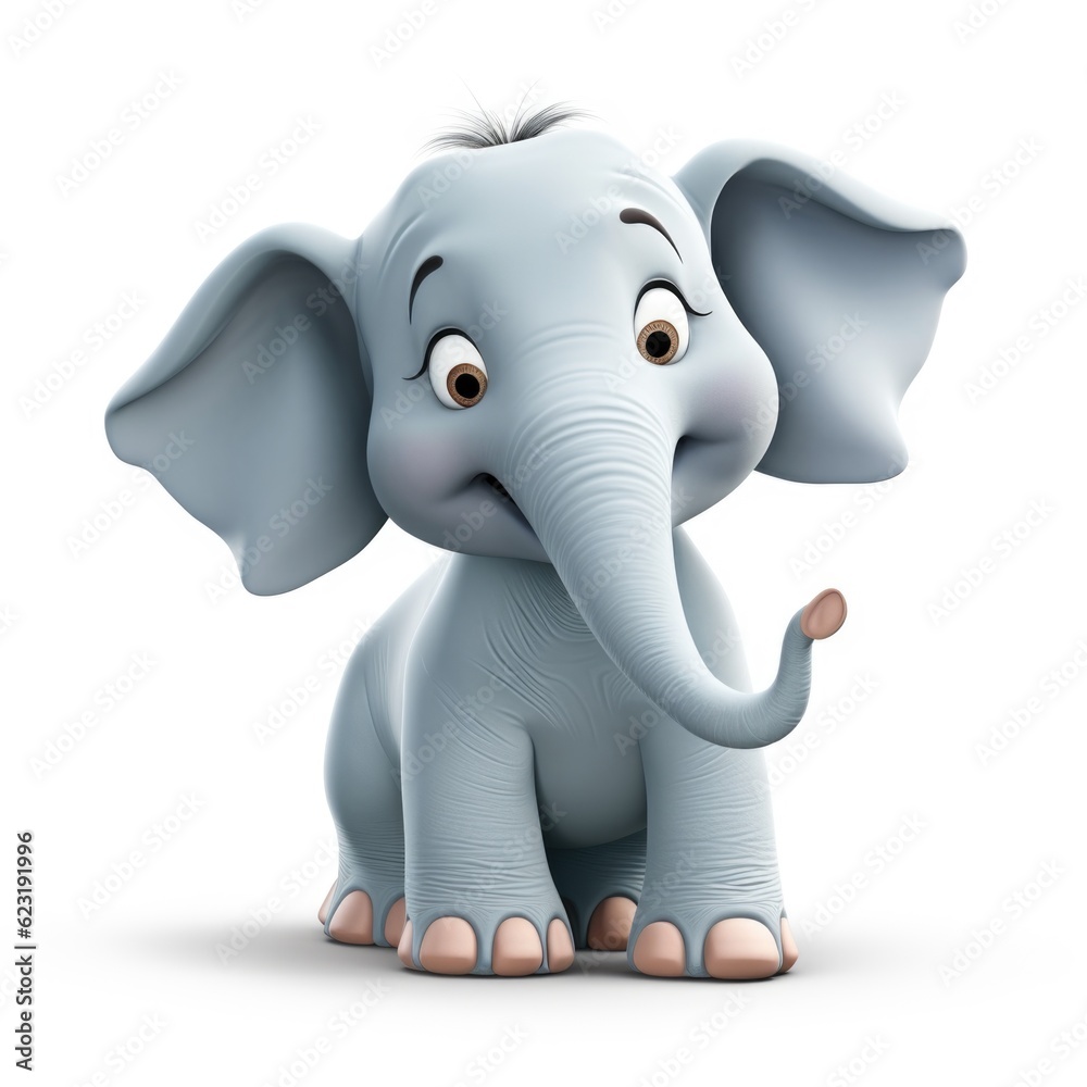 3D Cartoon Elephant in Isolation, Full Depth of Field, and Focus Stacking Generative AI 3D Cartoon Elephant in Isolation, Full Depth of Field, and Focus Stacking Generative AI