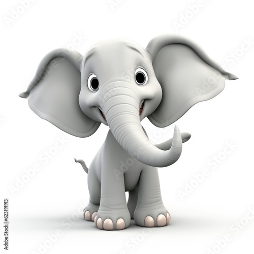 3D Cartoon Elephant in Isolation  Full Depth of Field  and Focus Stacking Generative AI