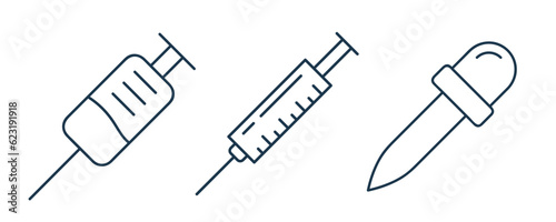 Syringe injection dropper line icon. syringe icon, injection icon, Dropper icon, medical, needle outline vector 