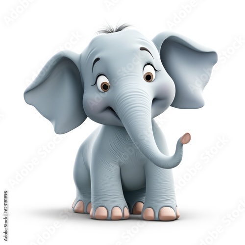 3D Cartoon Elephant in Isolation  Full Depth of Field  and Focus Stacking Generative AI