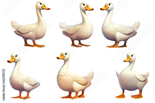Canvas-taulu set duck in cartoon style for video game isolated on white background