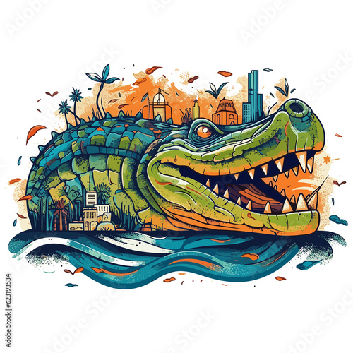 Artistic crocodile water color art