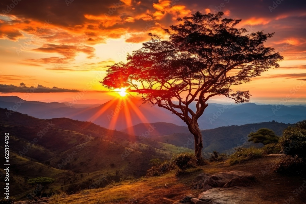 Naklejka premium Tranquil Retreat: LATAM Farm Finca in Colombia for Couples and Families Generative AI