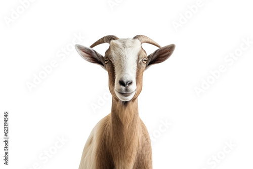 Stampa su tela Frontal view of a goat, isolated, white background, generative ai