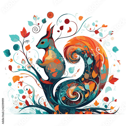 Artistic Squirrel water color art