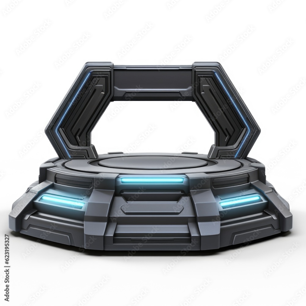 Modern Sci-Fi Empty Podium Isolated on White Background with Clipping Path, Full Depth of Field, and Focus Stacking Generative AI Modern Sci-Fi Empty Podium Isolated on White Background with Clipping Path, Full Depth of Field, and Focus Stacking Generative AI