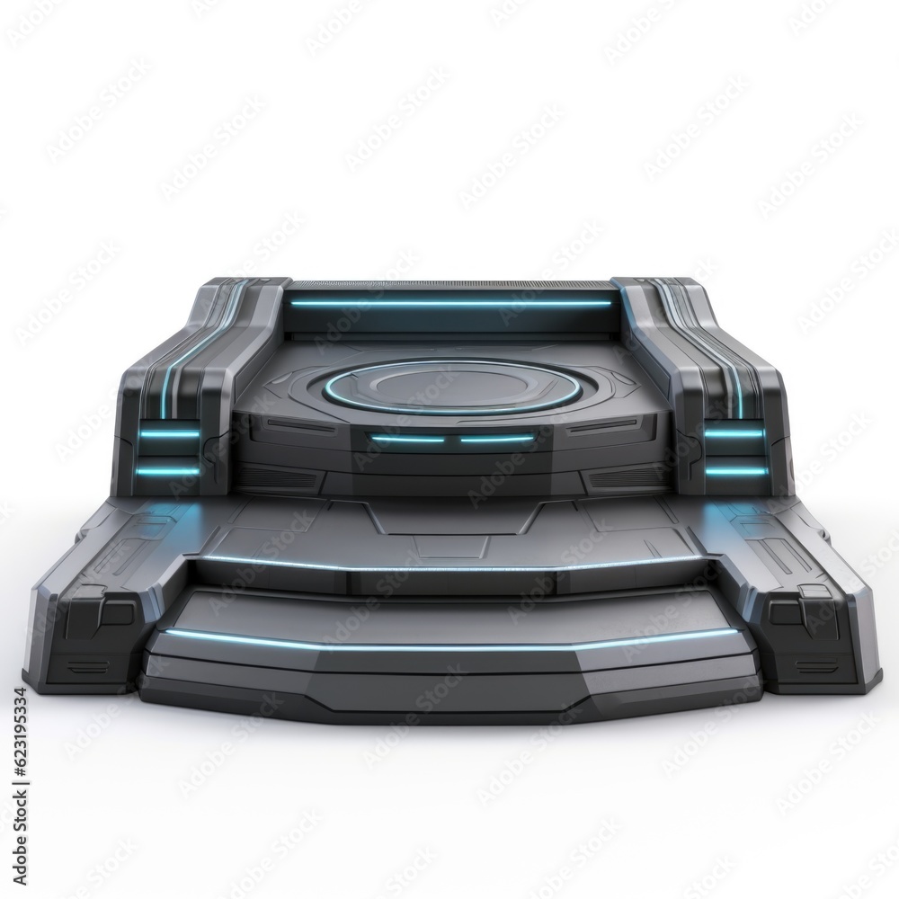 Modern Sci-Fi Empty Podium Isolated on White Background with Clipping Path, Full Depth of Field, and Focus Stacking Generative AI Modern Sci-Fi Empty Podium Isolated on White Background with Clipping Path, Full Depth of Field, and Focus Stacking Generative AI