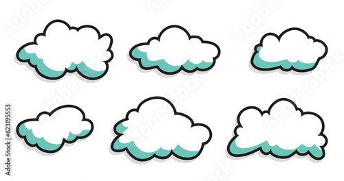 set of stickers with clouds