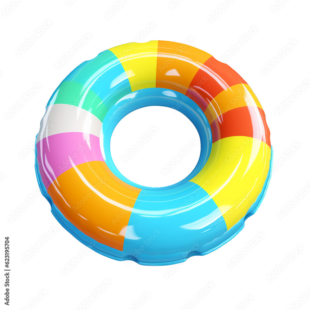Rainbow colored swimming ring isolated on transparent background, png