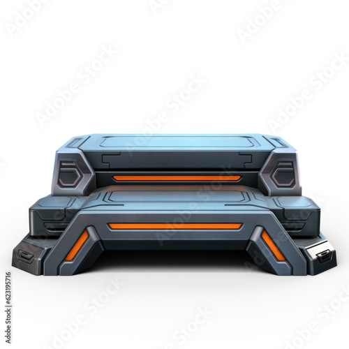 Modern Sci-Fi Empty Podium Isolated on White Background with Clipping Path, Full Depth of Field, and Focus Stacking Generative AI