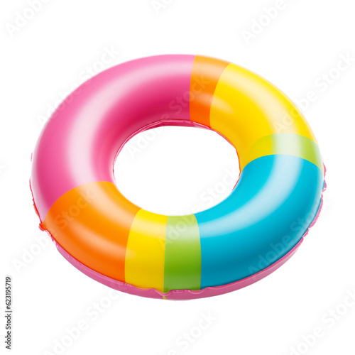 Rainbow colored swimming ring isolated on transparent background, png © JW Studio