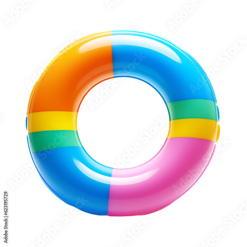 Rainbow colored swimming ring isolated on transparent background, png © JW Studio