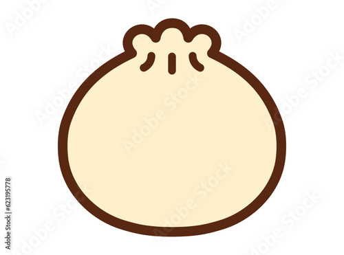 Round dumpling icon. Xiao Long Bao symbol.