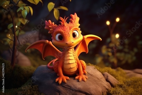 Cute Adorable Cartoon Dragon Generative AI