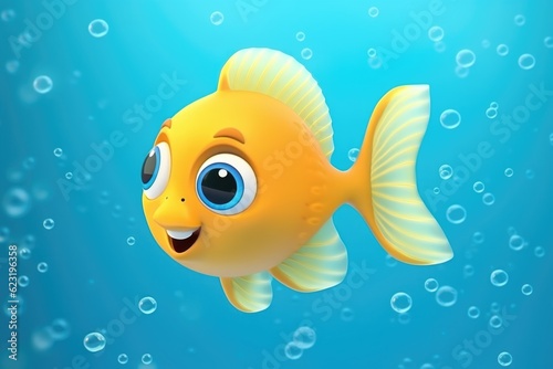 Playful Aquatics  3D Cartoon Fish Generative AI