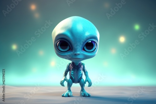 Cosmic Delight  Cute Adorable Cartoon Alien in Cinematic Shot Generative AI