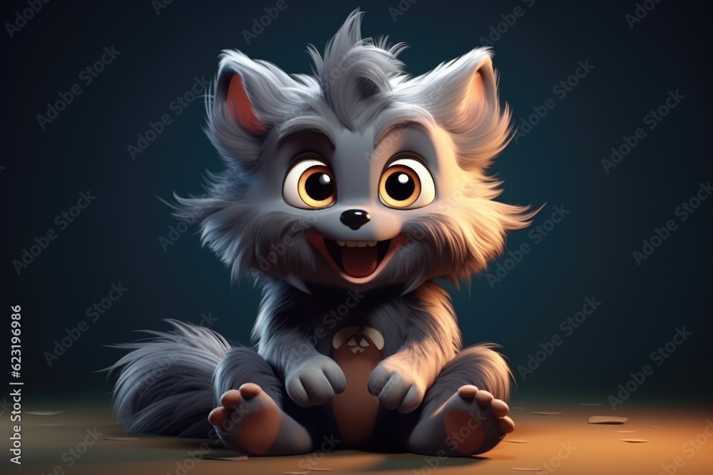 Cute Adorable Cartoon Werewolf in Cinematic Shot Generative AI