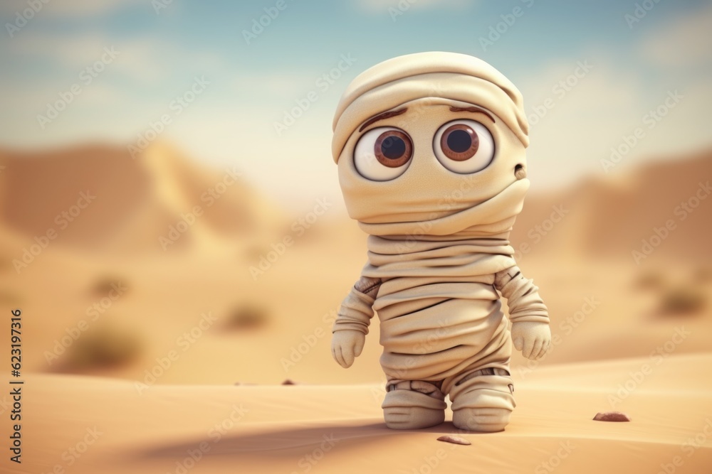 Cute Adorable Cartoon Mummy in Cinematic Shot Generative AI