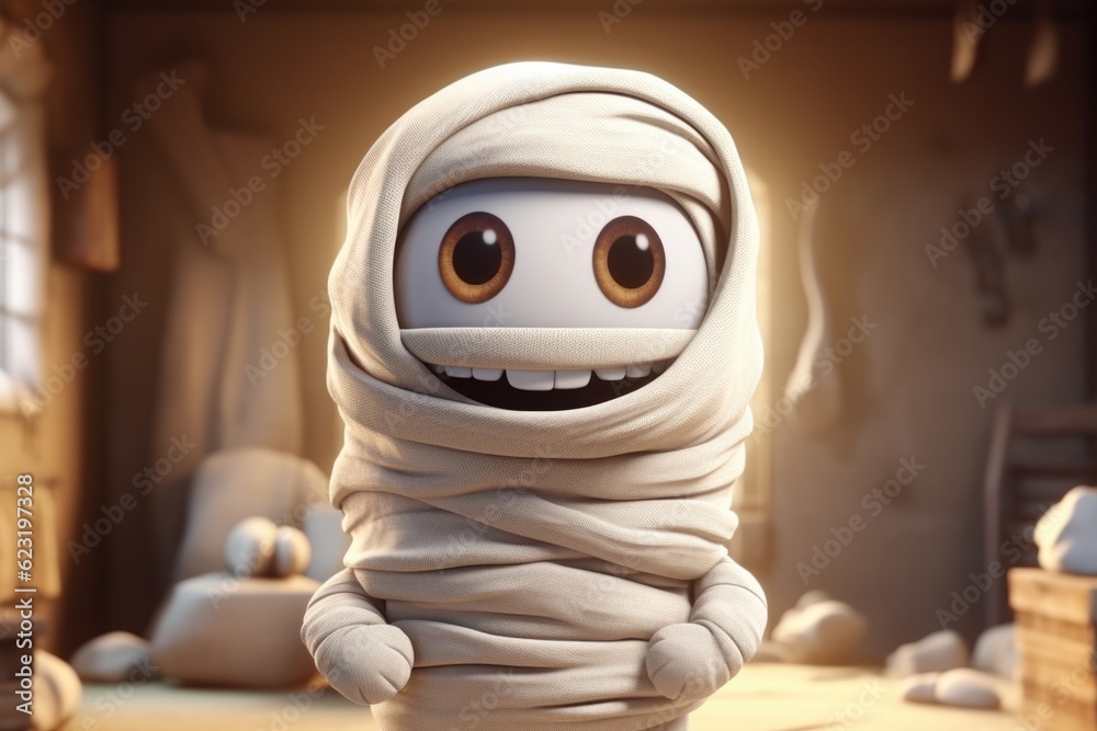Cute Adorable Cartoon Mummy in Cinematic Shot Generative AI