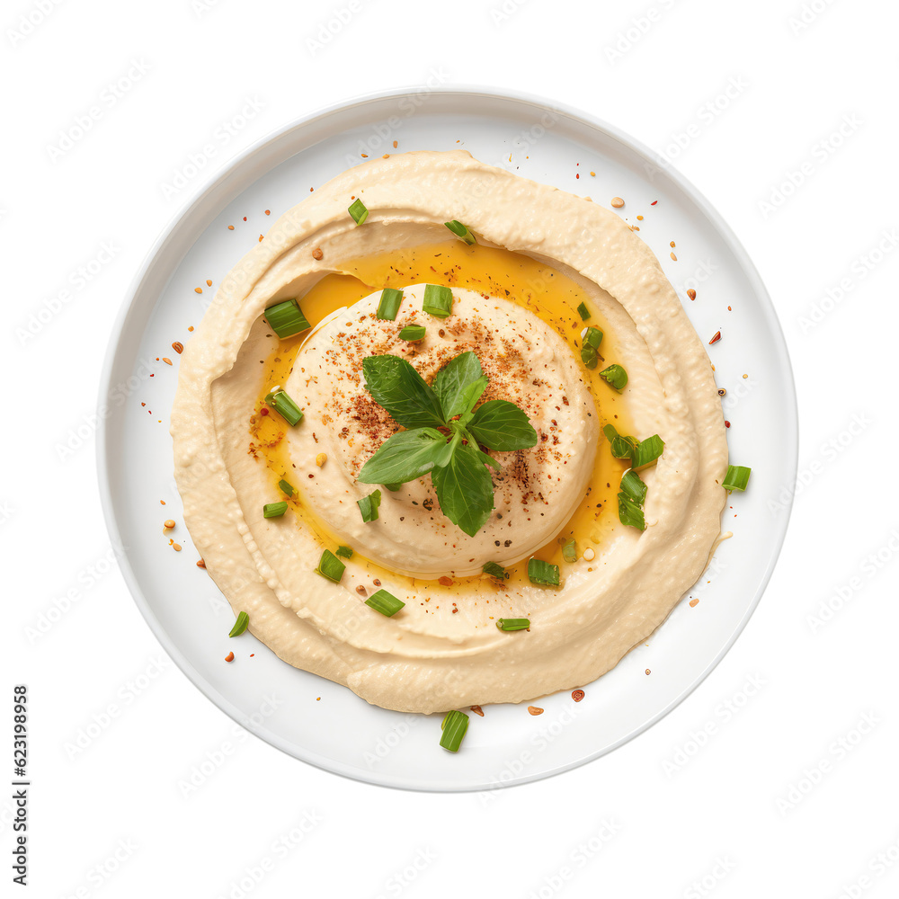 Hummus On White Plate, On Isolated Transparent Background, Png. Generative AI Hummus On White Plate, On Isolated Transparent Background, Png. Generative AI