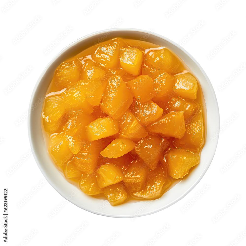 Pineapple Jam On White Plate, On Isolated Transparent Background, Png. Generative AI Pineapple Jam On White Plate, On Isolated Transparent Background, Png. Generative AI