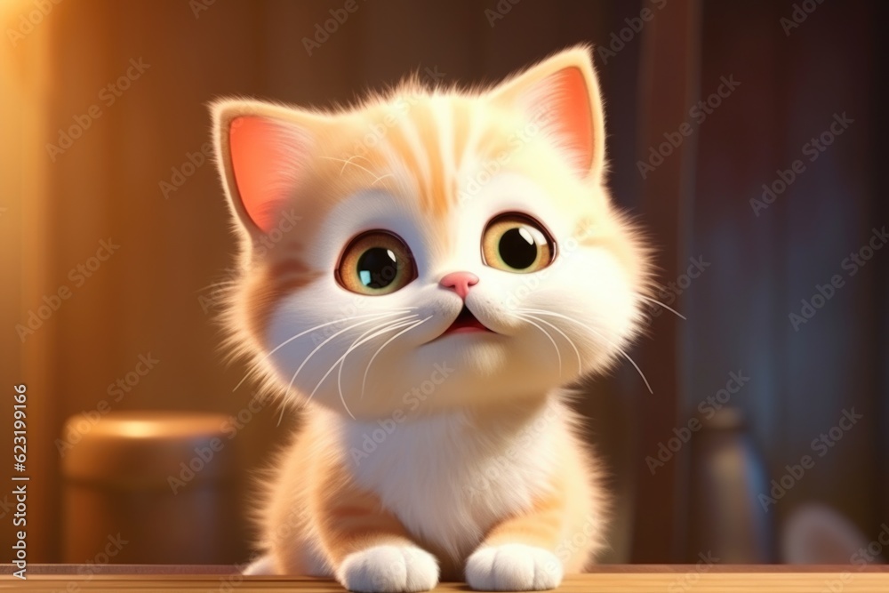 Adorable 3D Cartoon Cat in Cinematic Lighting and Centered Position Generative AI Adorable 3D Cartoon Cat in Cinematic Lighting and Centered Position Generative AI