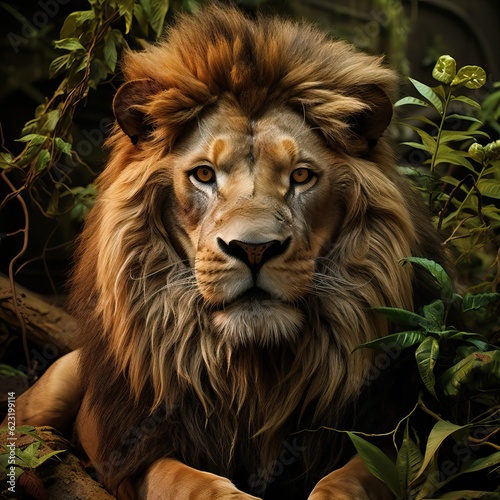 Portrait of a magnificent lion  generative ai