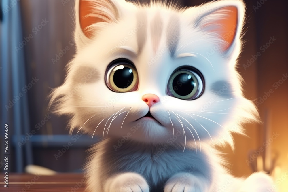 Adorable 3D Cartoon Cat in Cinematic Lighting and Centered Position Generative AI Adorable 3D Cartoon Cat in Cinematic Lighting and Centered Position Generative AI