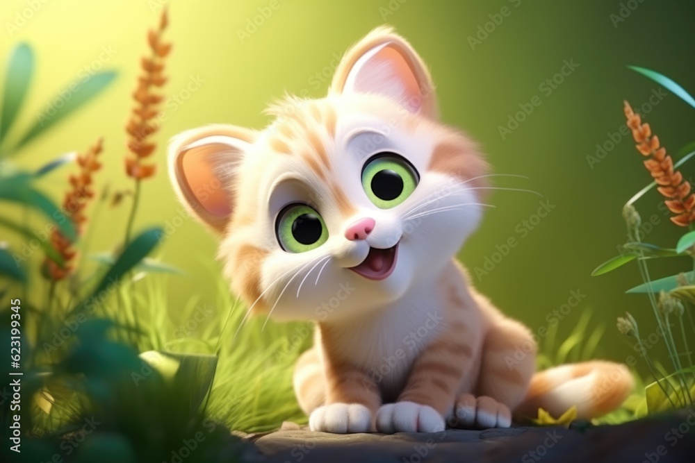 Adorable 3D Cartoon Cat in Cinematic Lighting and Centered Position Generative AI Adorable 3D Cartoon Cat in Cinematic Lighting and Centered Position Generative AI
