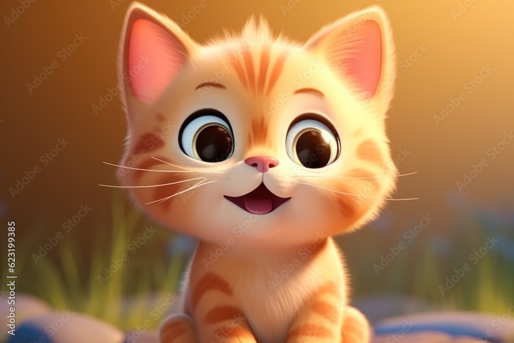 Adorable 3D Cartoon Cat in Cinematic Lighting and Centered Position Generative AI Adorable 3D Cartoon Cat in Cinematic Lighting and Centered Position Generative AI