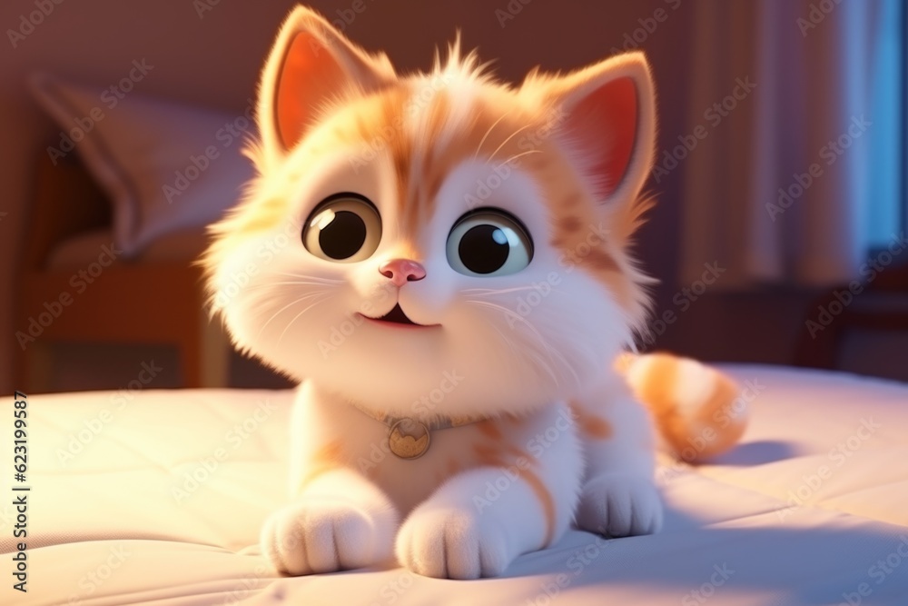 Adorable 3D Cartoon Cat in Cinematic Lighting and Centered Position Generative AI Adorable 3D Cartoon Cat in Cinematic Lighting and Centered Position Generative AI