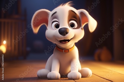Generative AI Cuteness: Adorable 3D Style Cartoon Dog Puppy Melts Hearts