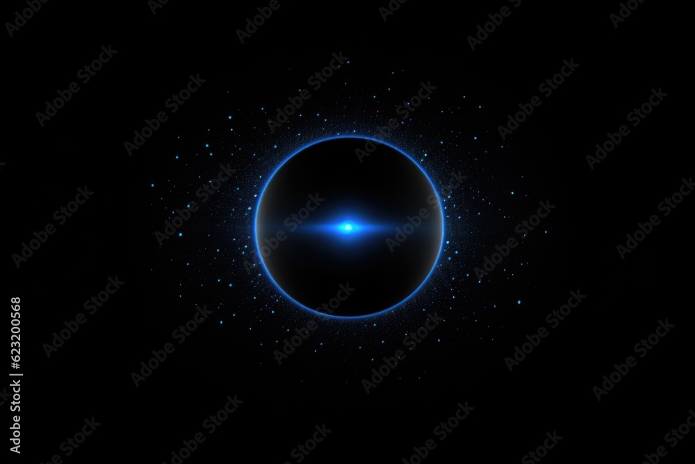 Cosmic Radiance: Abstract Generative AI Sci-Fi Artwork of Glowing Blue Circle on Black