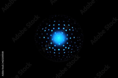 Cosmic Radiance: Abstract Generative AI Sci-Fi Artwork of Glowing Blue Circle on Black