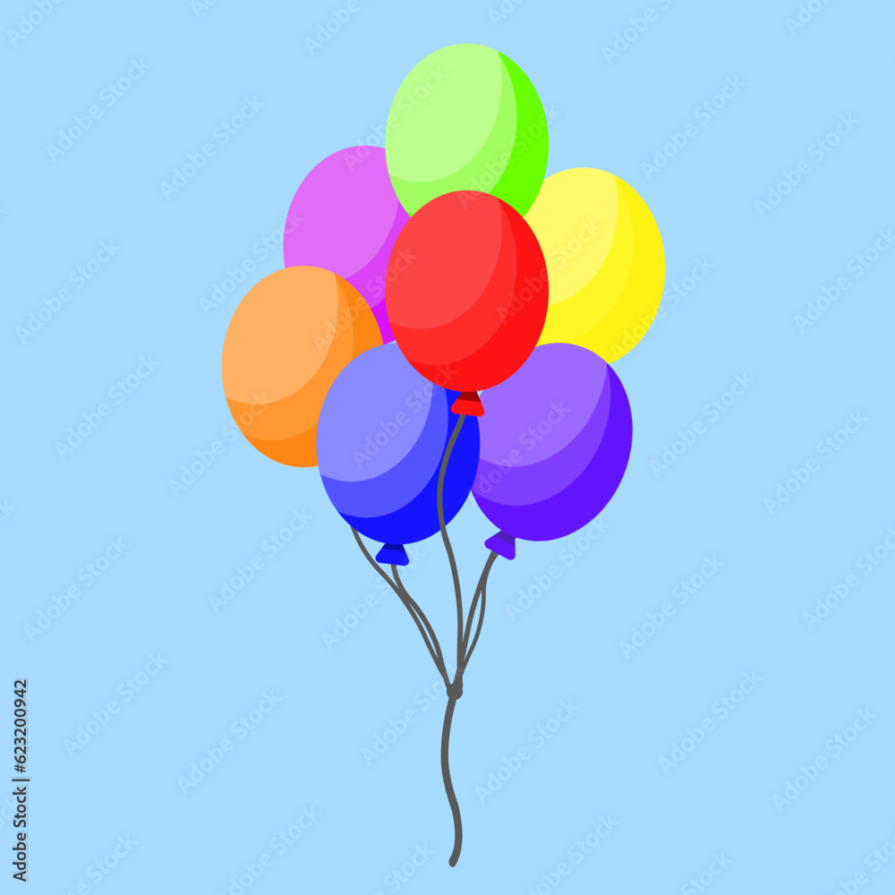 Colorful balloon, Group of colorful balloon for celebrating, Birthday, festival in flat vector illustration design