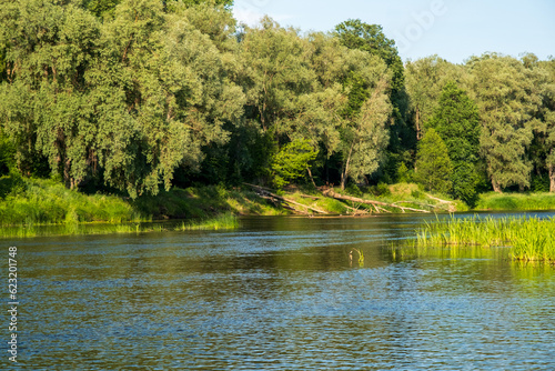 Gauja river in Valmiera. river panorama with beautiful green banks. The longest river in Latvia