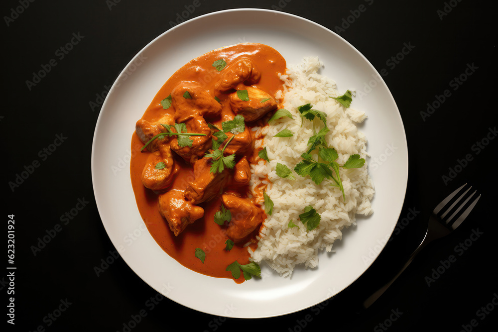 Butter Chicken Aesthetically Beautiful Minimalist Style. Generative AI Butter Chicken Aesthetically Beautiful Minimalist Style. Generative AI