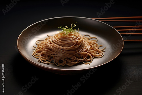 Buckwheat Noodles Aesthetically Beautiful Minimalist Style. Generative AI photo